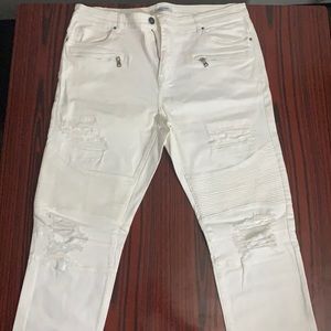 White Embellish Jeans Sz 42